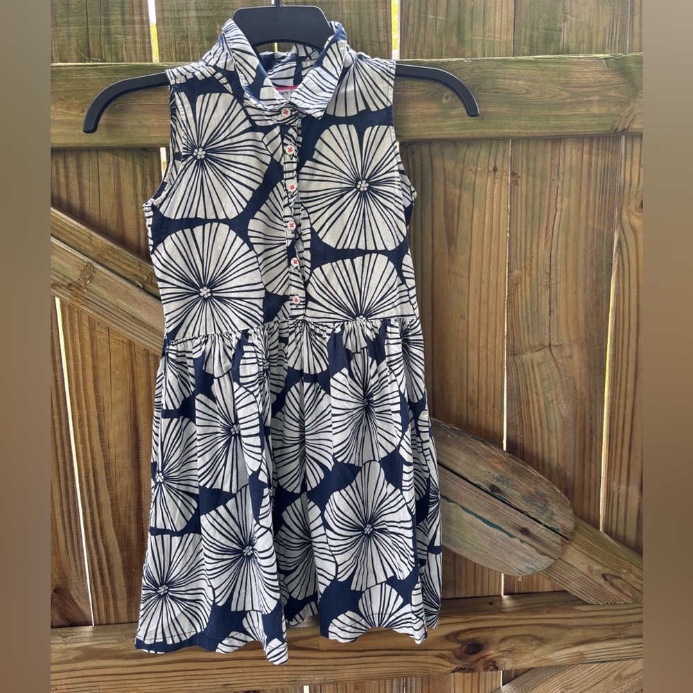 Carter’s Lightweight Navy Sleeveless Cotton Dress with White Flowers Size 6
